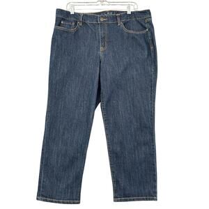 ALFRED SUNG Dark Wash Five Pocket Design Straight Leg Cropped Jeans Size 18